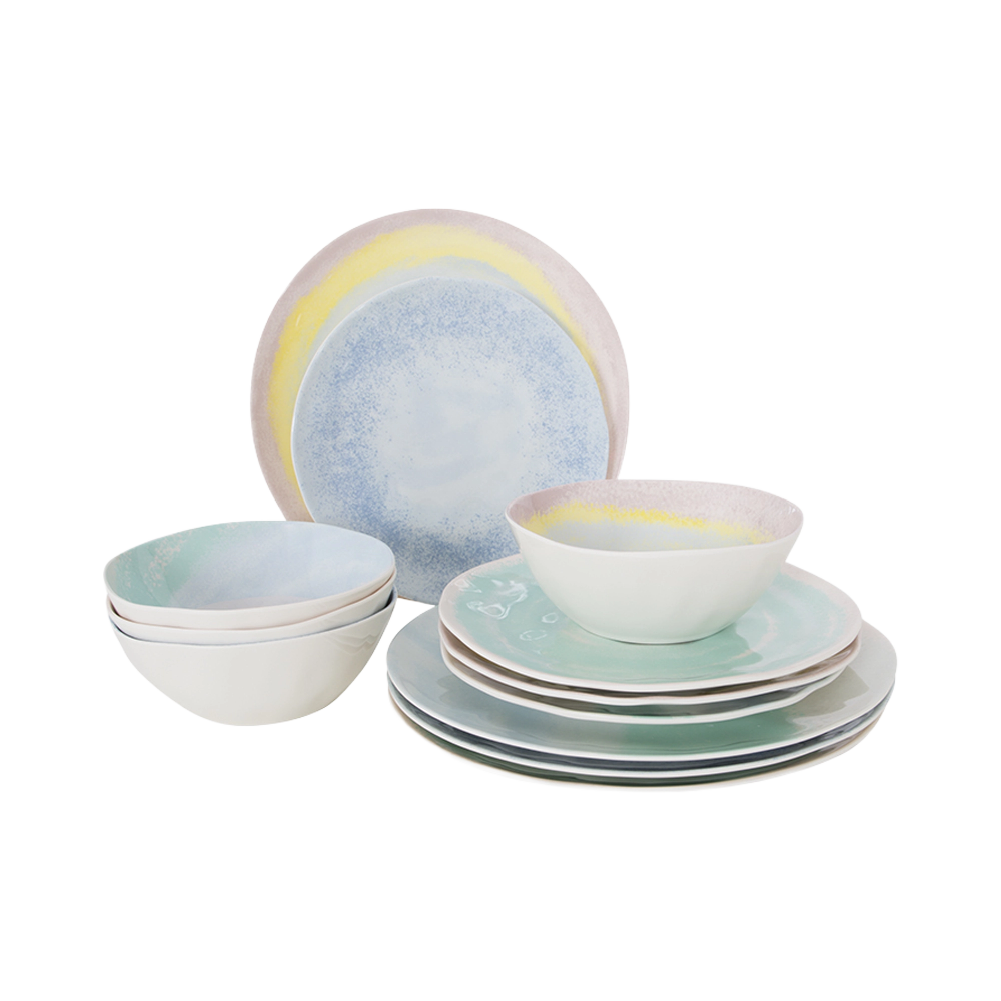 Bo-Camp Barfleur Pastel Collection 12 Pcs Melamine Tableware Set