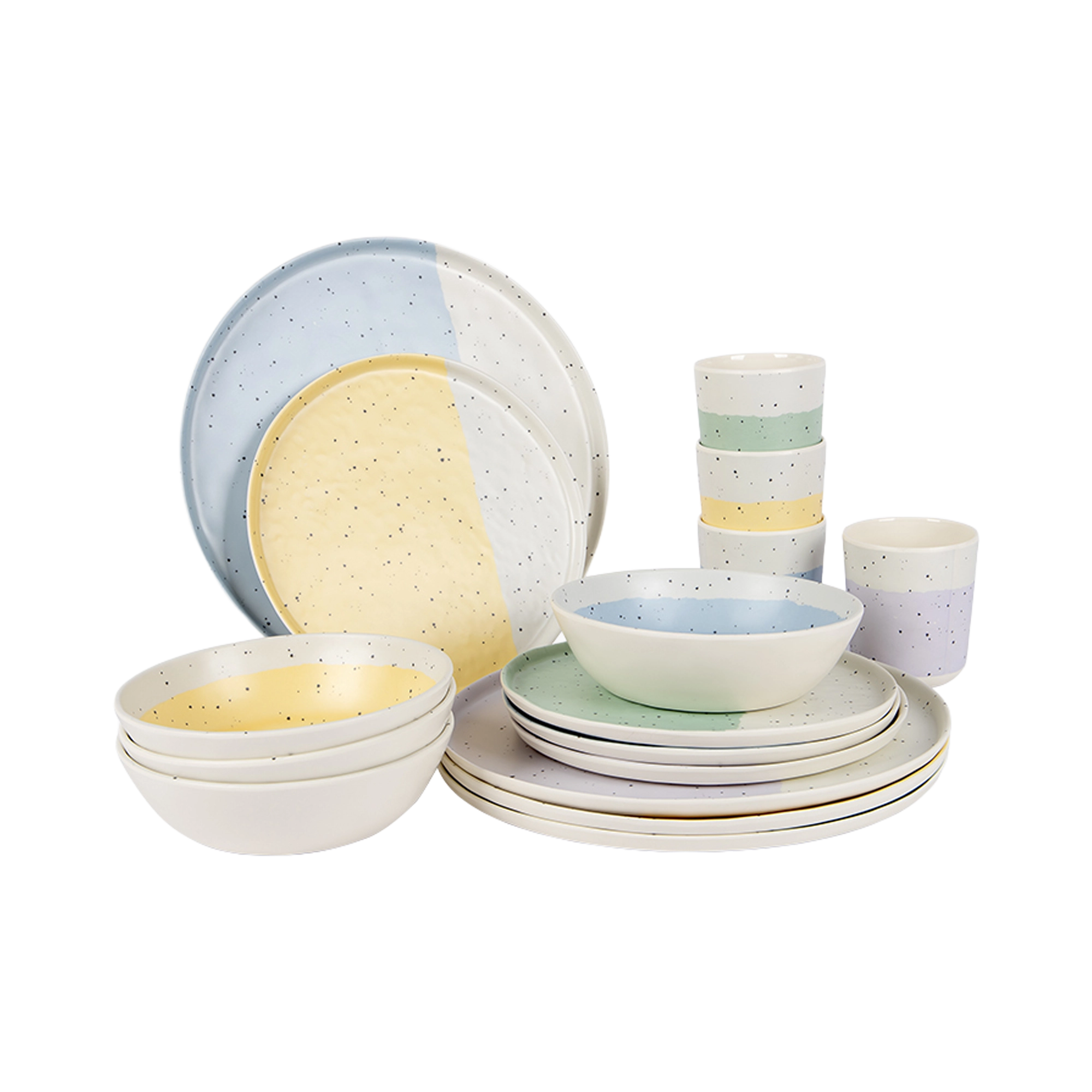 Bo-Camp Annecy Pastel Collection 16Pcs Melamine Tableware Set