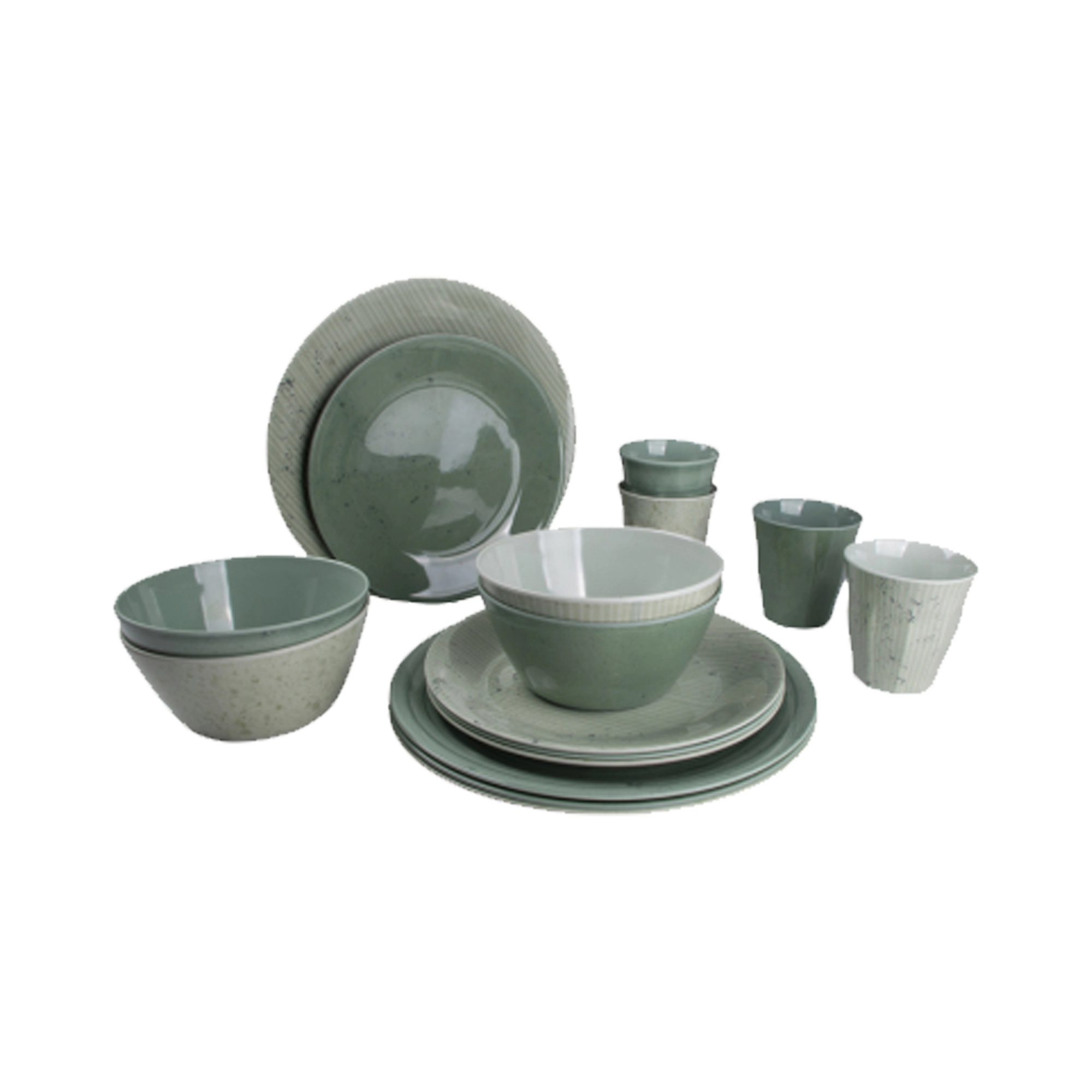Bo-Camp Mix & Match 16Pcs Melamine Tableware Set, Green
