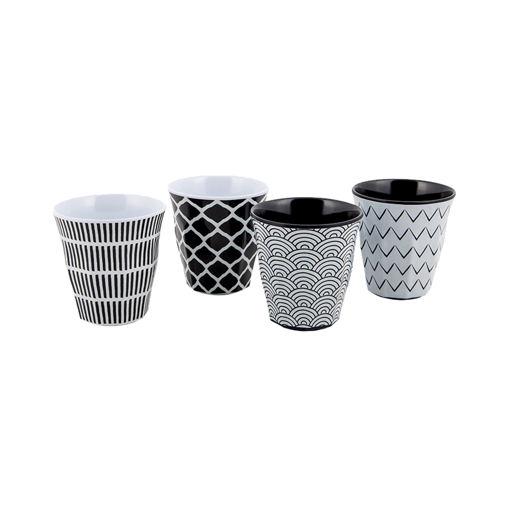 Bo-Camp Mix & Match 16Pcs Melamine Tableware Set, Black & White