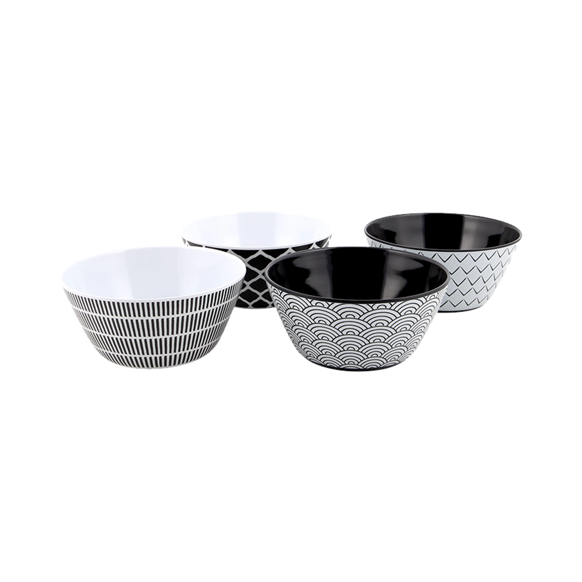 Bo-Camp Mix & Match 16Pcs Melamine Tableware Set, Black & White