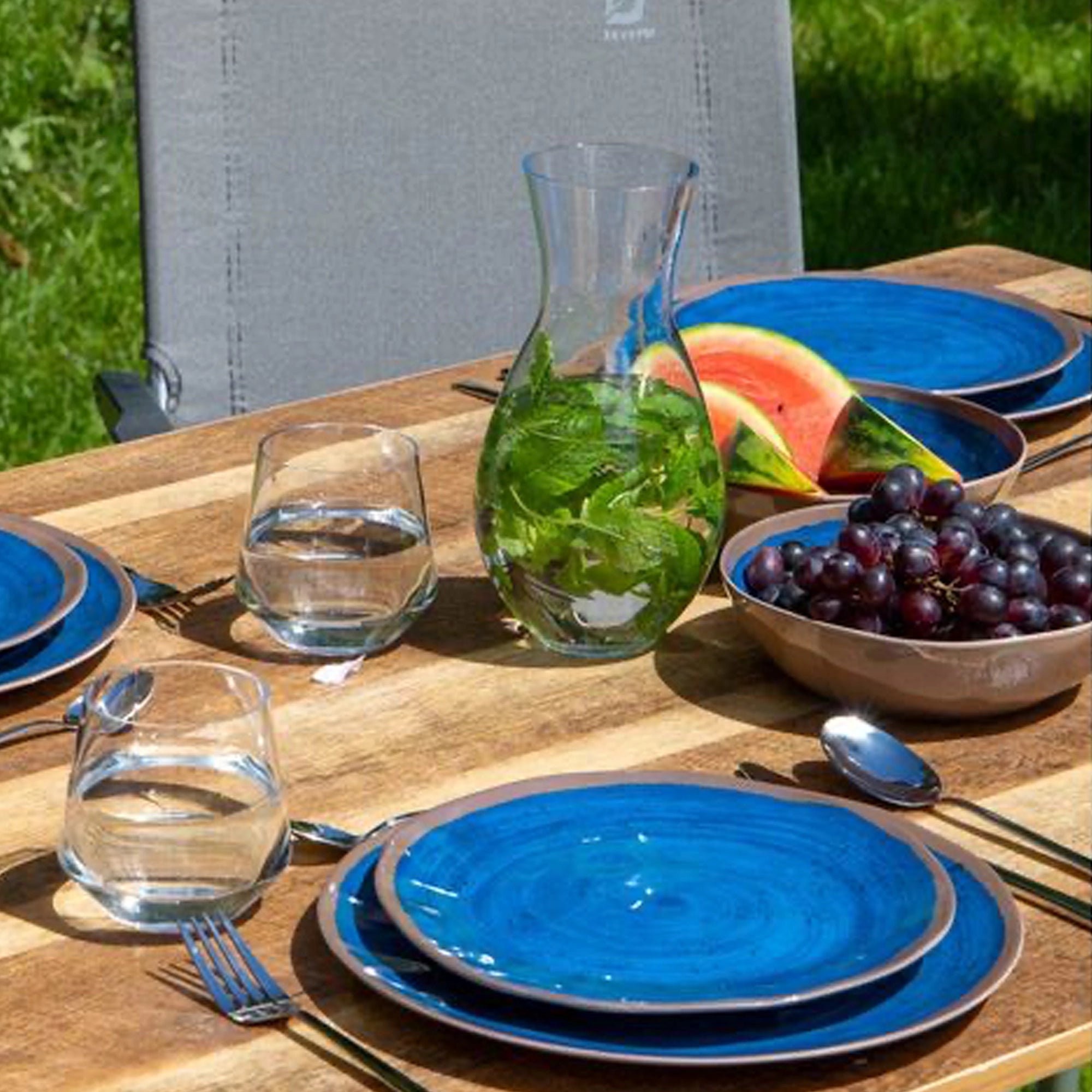 Bo-Camp Halo 12 Pcs Melamine Tableware Set, Blue