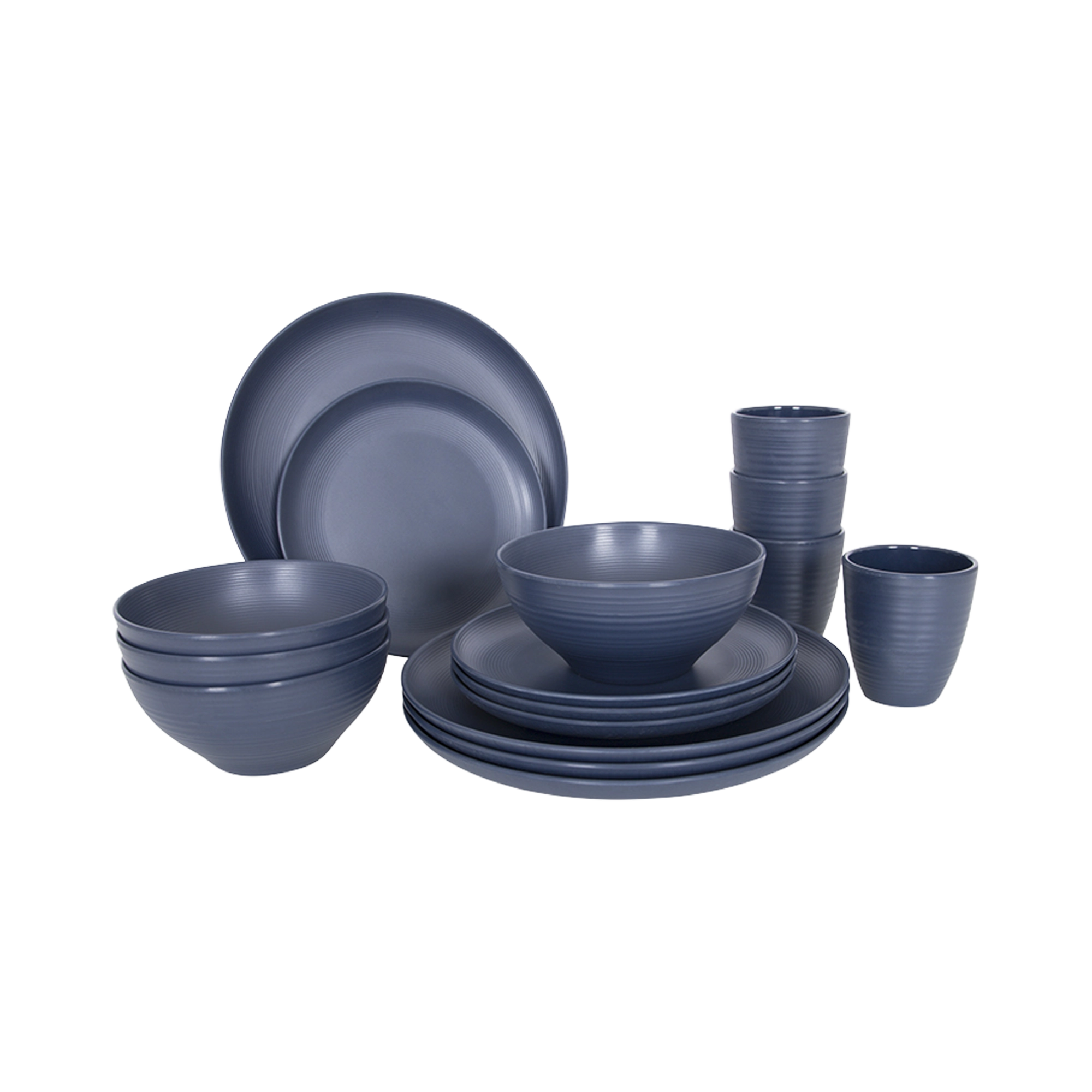Bo-Camp Orville Industrial Collection 16Pcs Melamine Tableware Set, Blue