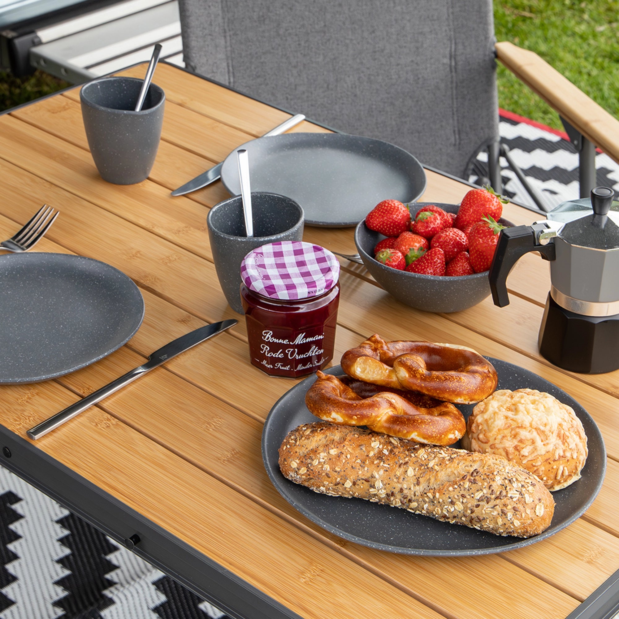 Bo-Camp Hoxton Urban Collection 16Pcs Melamine Tableware Set, Grey