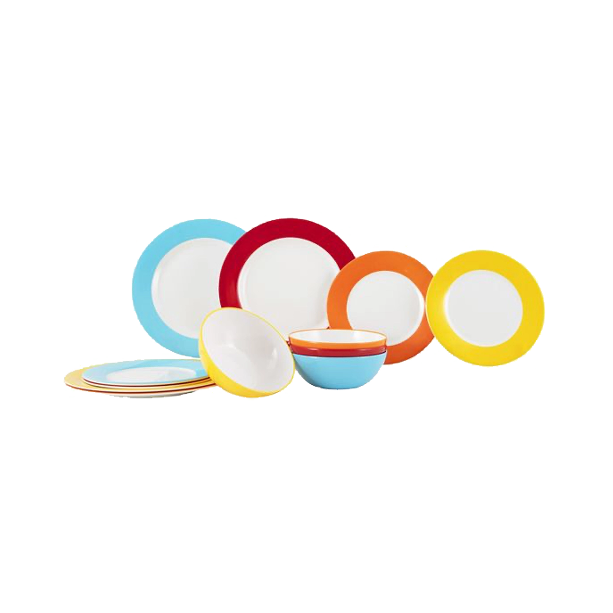 Gimex Colour Line 12 Pcs Melamine Tableware Set, Rainbow