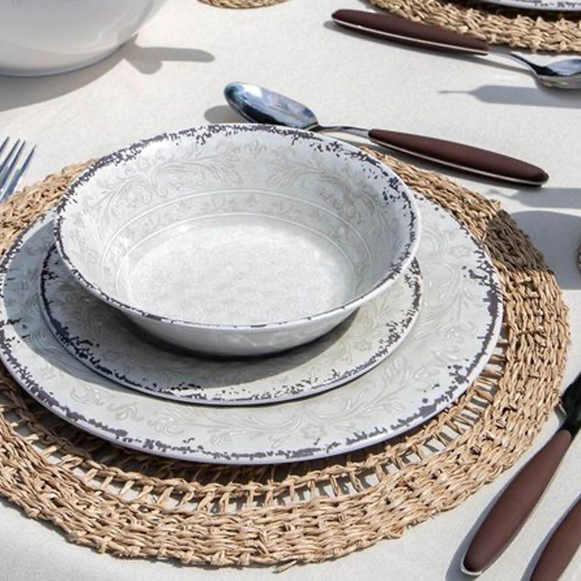 Gimex Stone Line 12 Pcs Melamine Tableware Set, Sand