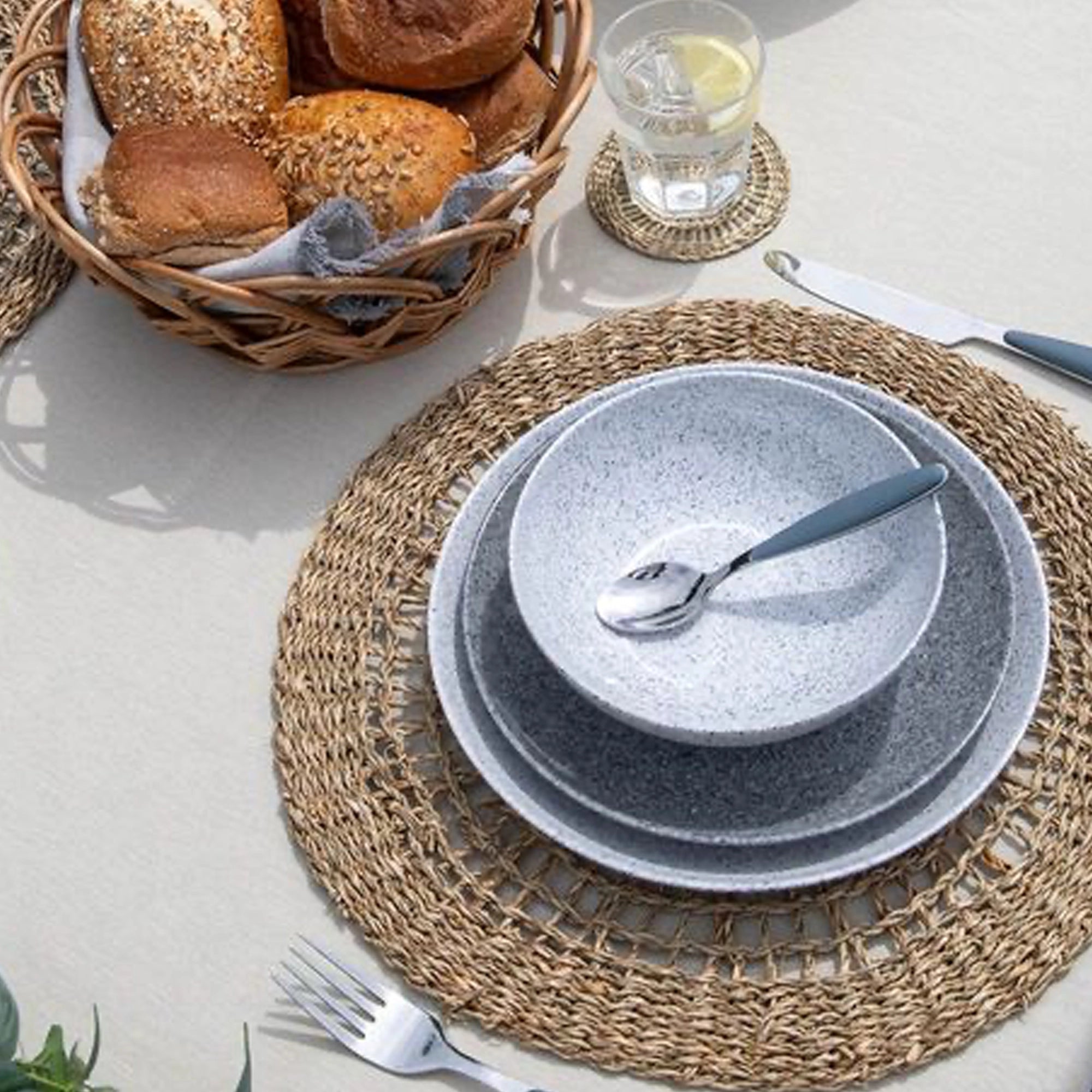 Gimex Solid Line 16 Pcs Melamine Tableware Set, Granite Grey