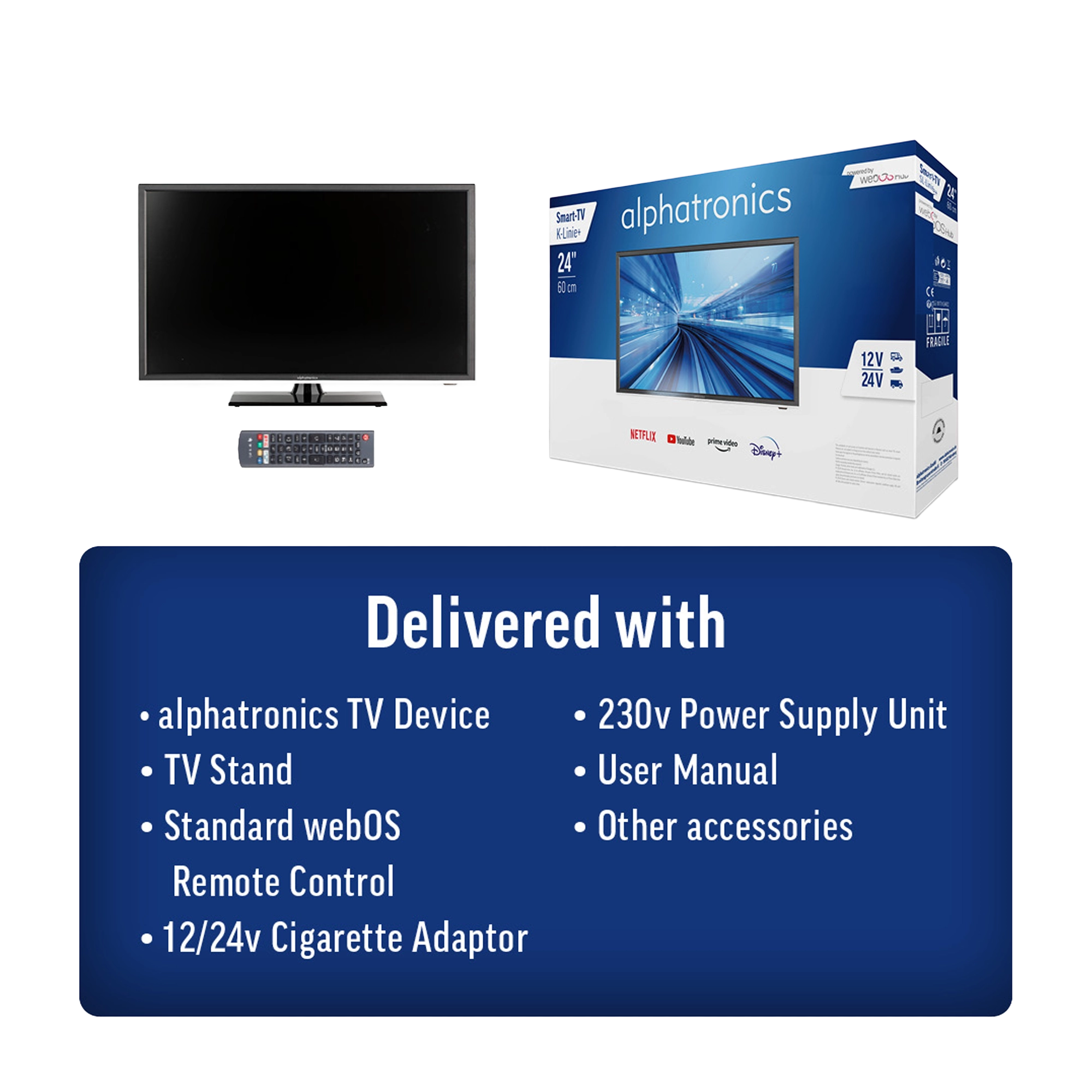 Alphatronics K-Line+ 22" 12/24V LED Smart TV