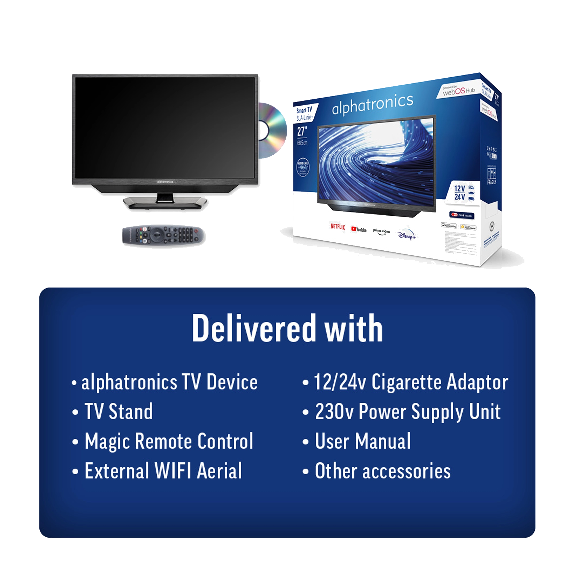 Alphatronics SLA-Line+ 27" 12/24V LED Smart TV