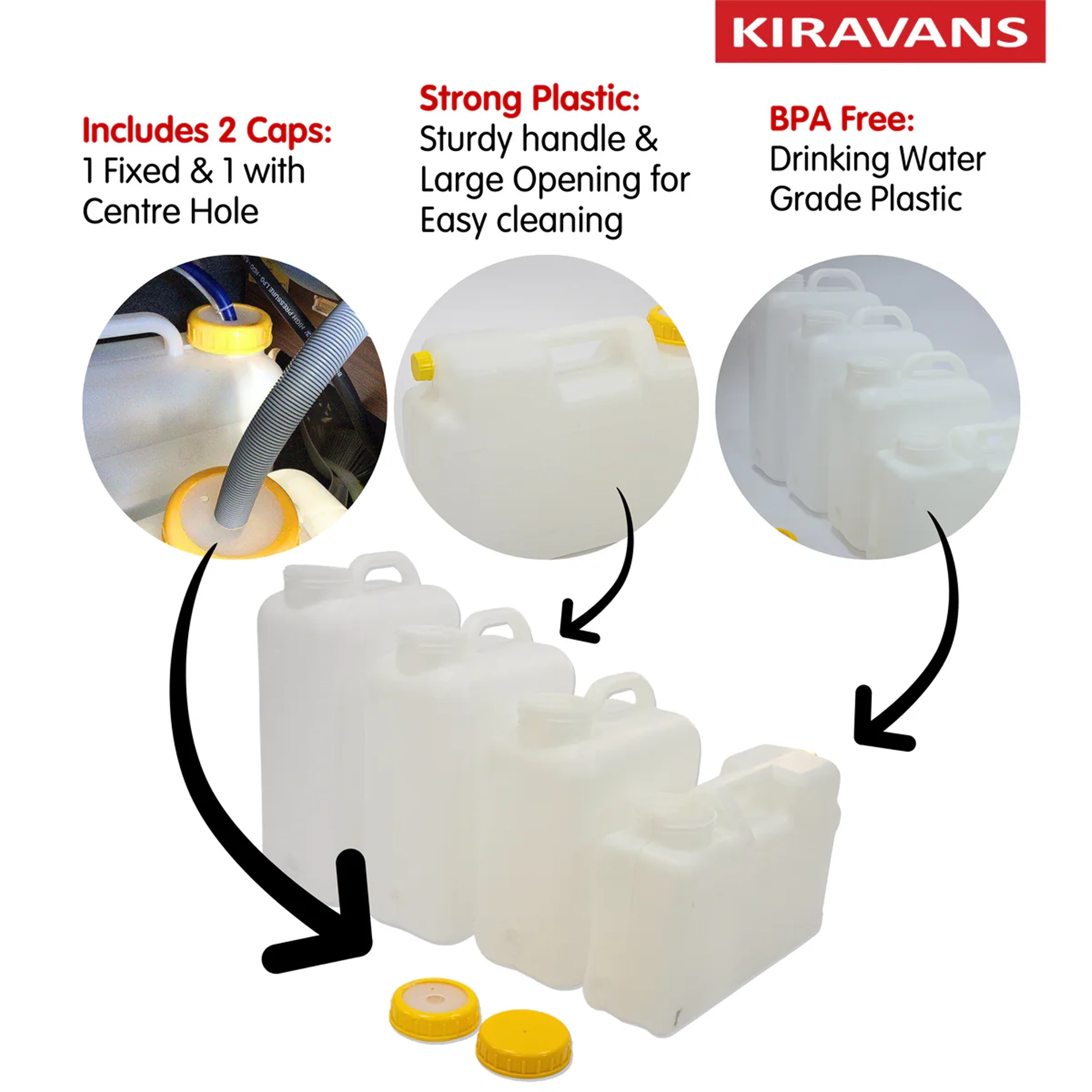 Kiravans Space Saving Campervan Water Container, 12 Litre