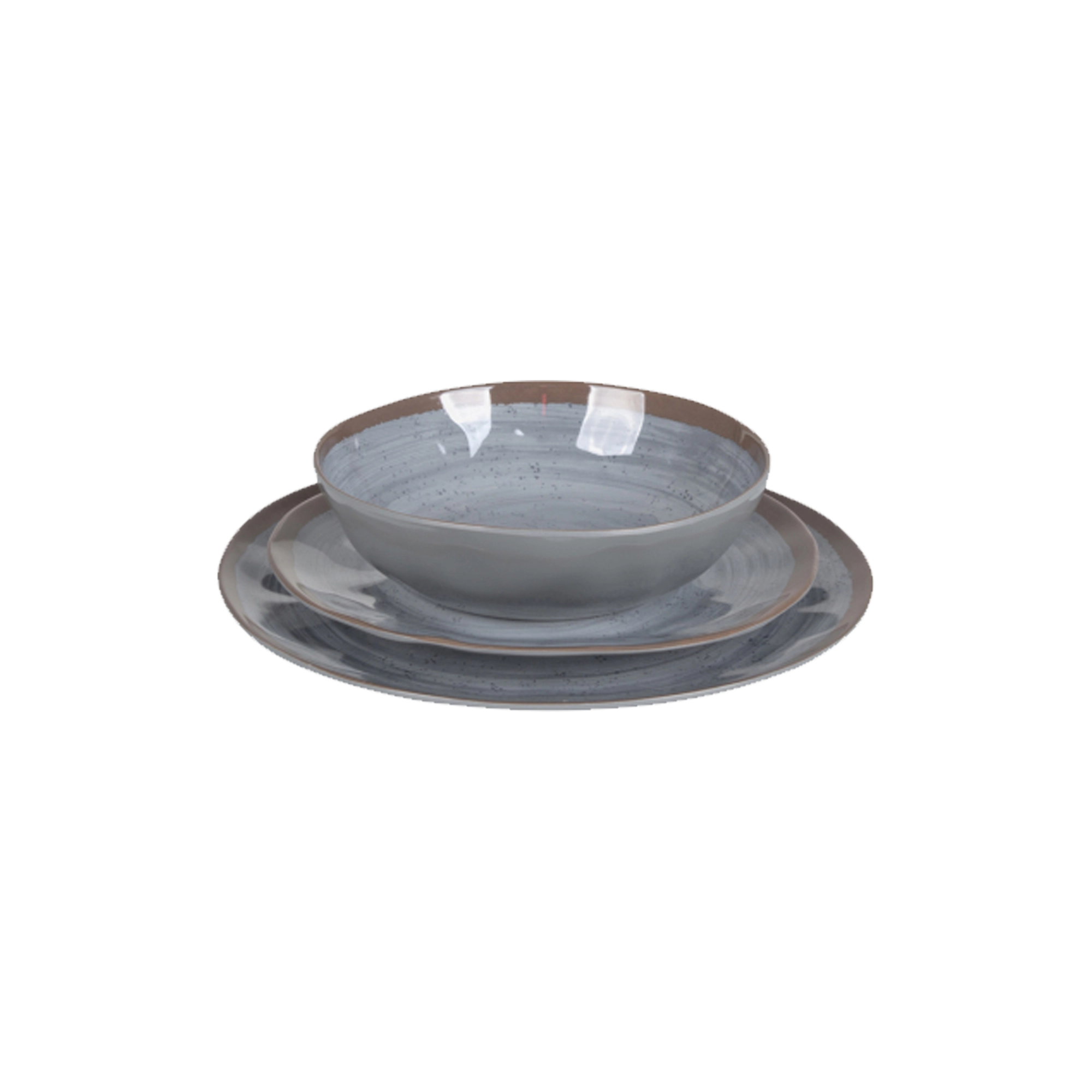 Bo-Camp Halo 12 Pcs Melamine Tableware Set, Grey