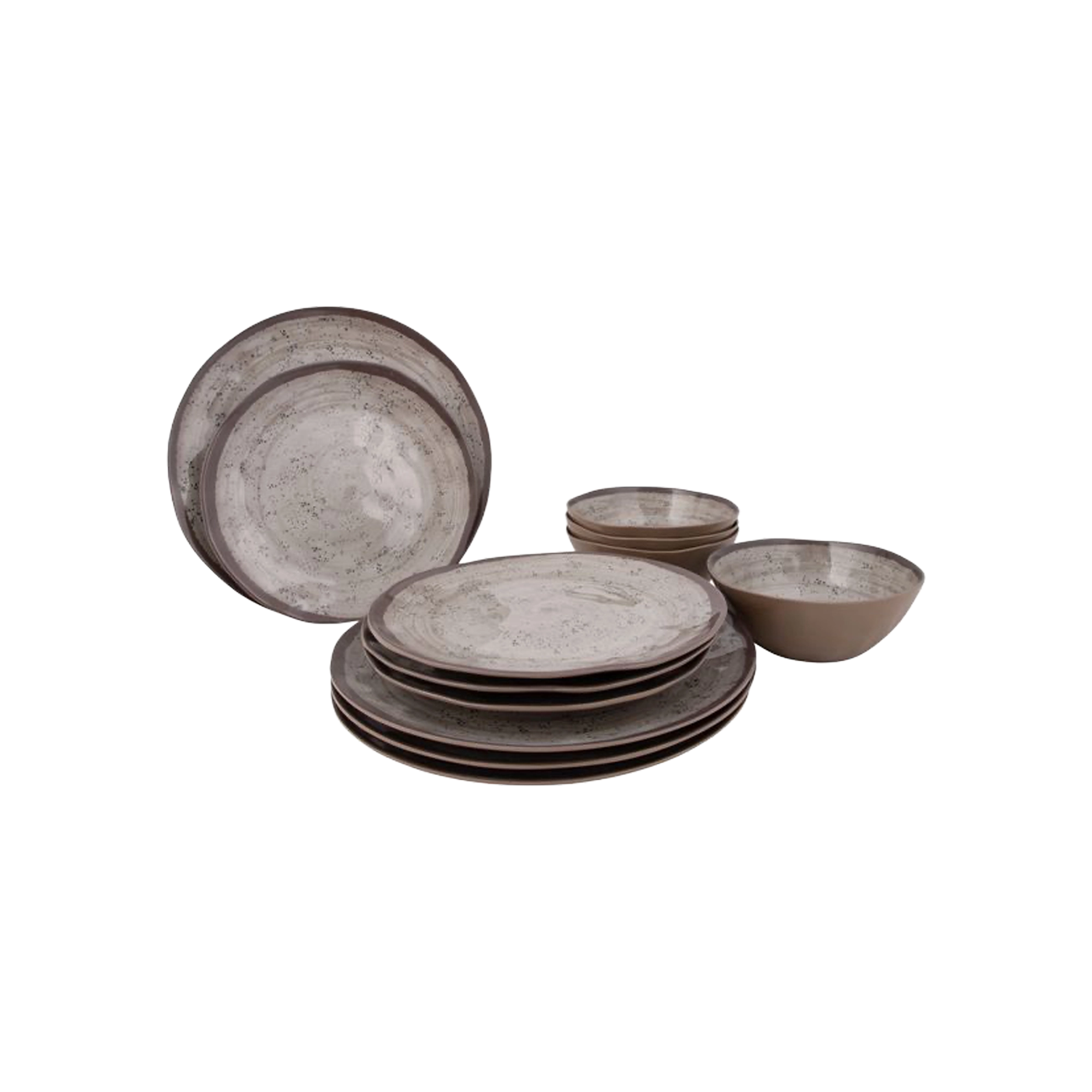 Bo-Camp Halo 12 Pcs Melamine Tableware Set, Beige