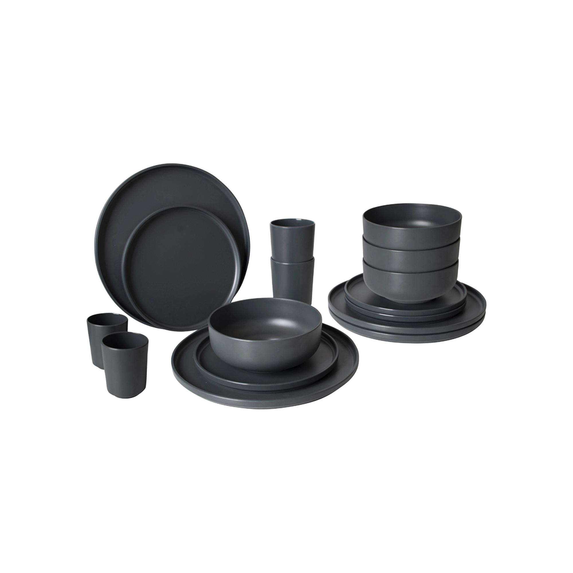 Bo-Camp Industrial Collection Patom 16 Pcs Tableware Set, Anthracite