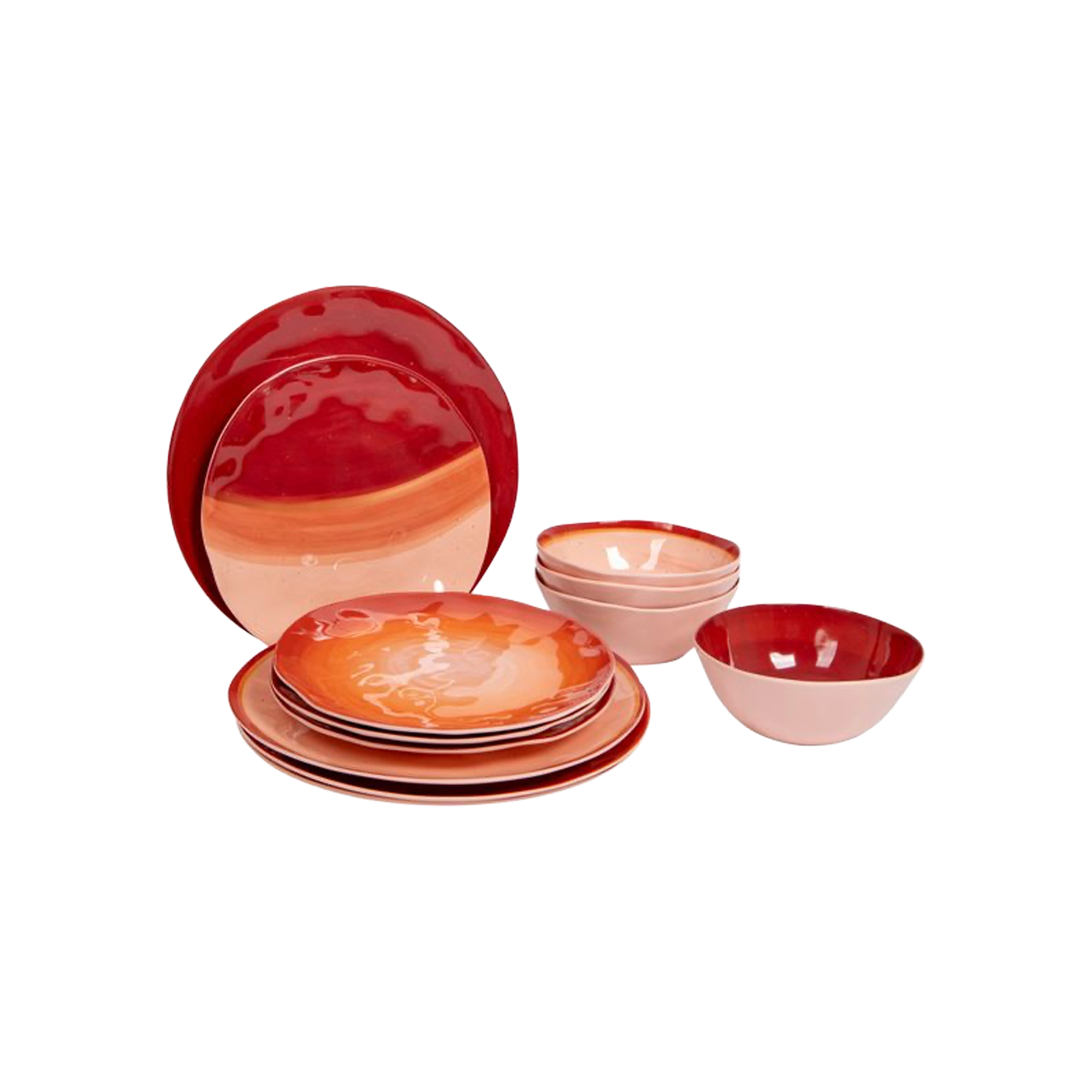 Bo-Camp Halo 12 Pcs Melamine Tableware Set, Terracotta