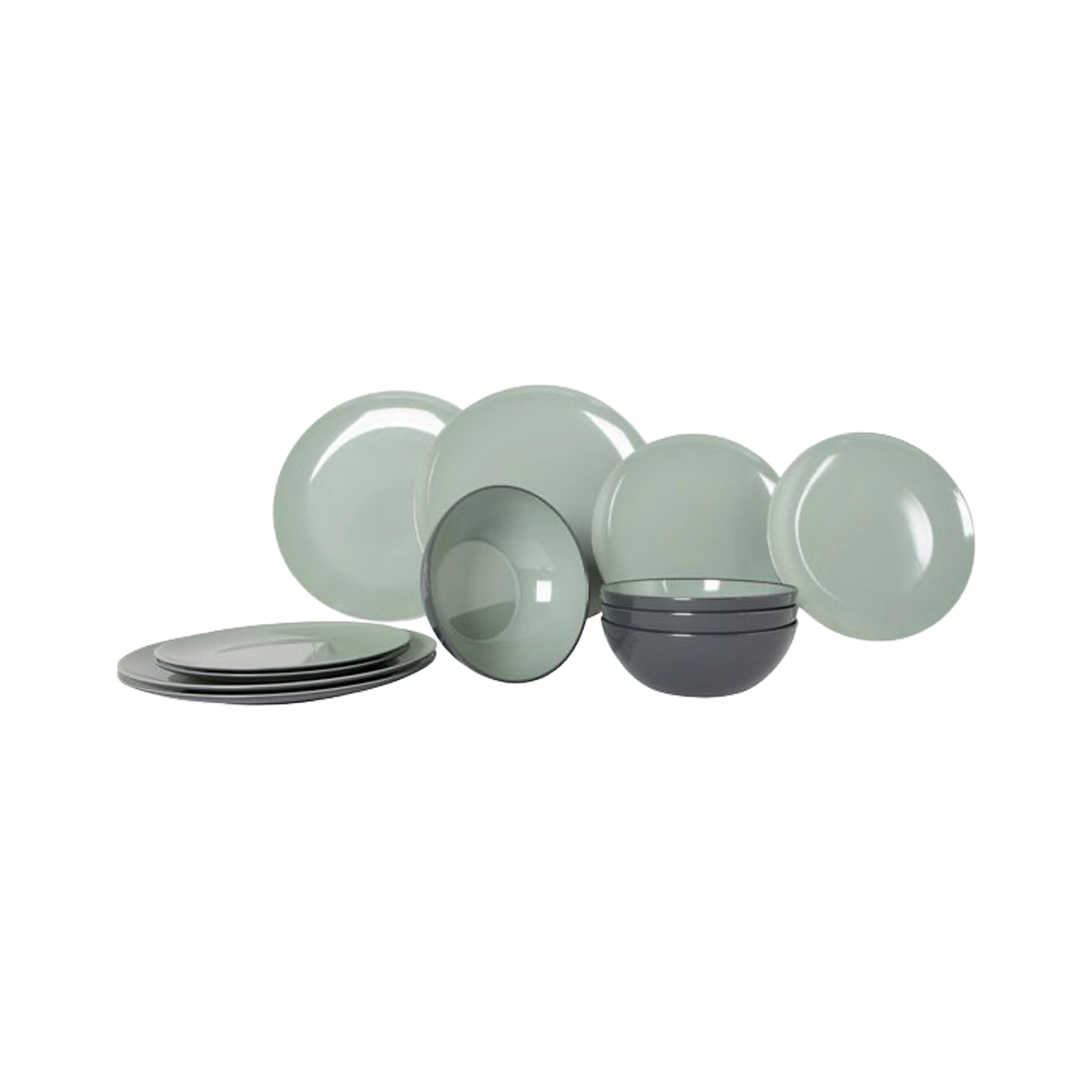Gimex Vivid Line 12 Pcs Melamine Tableware Set, Green