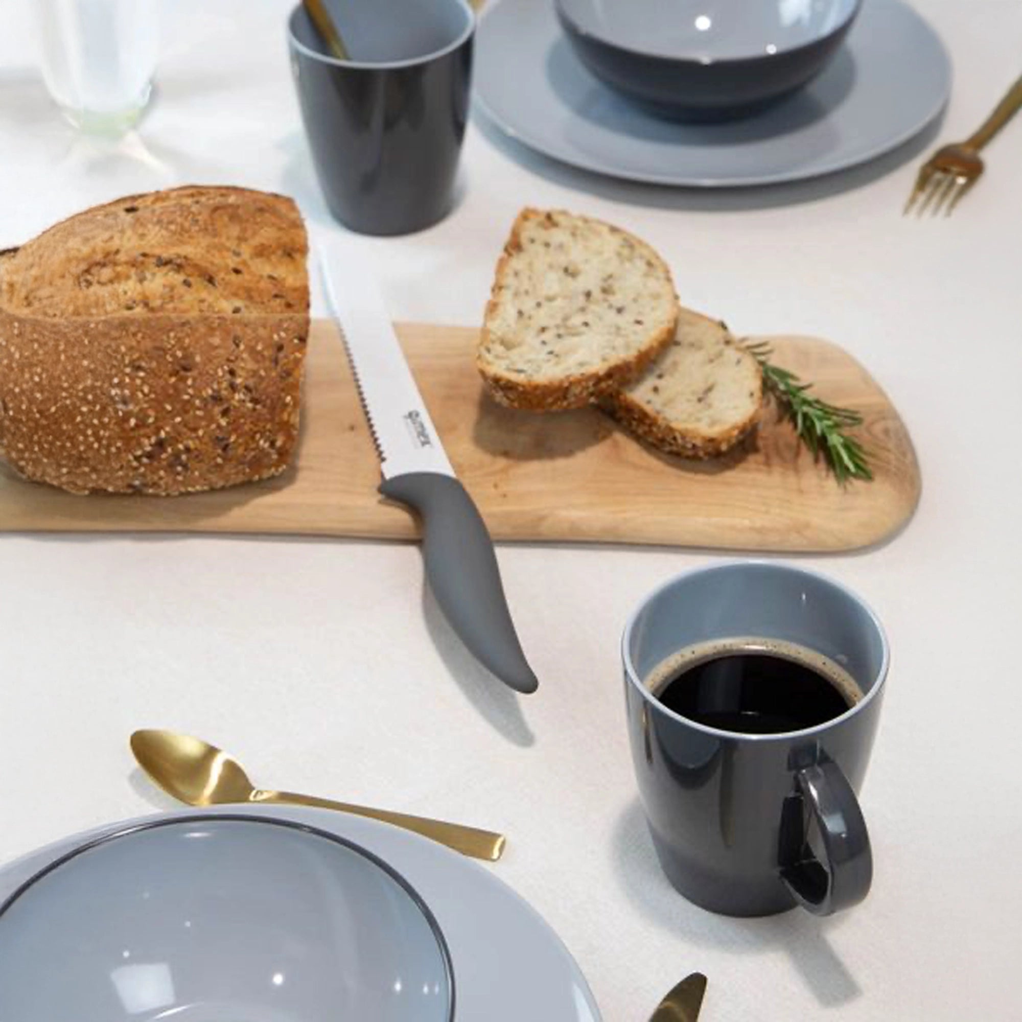 Gimex Vivid Line 12 Pcs Melamine Tableware Set, Grey