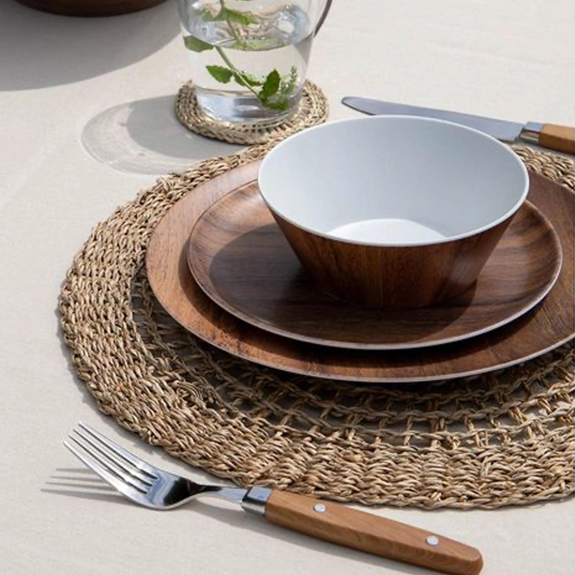 Gimex Nature Line 16 Pcs Melamine Tableware Set, Wood