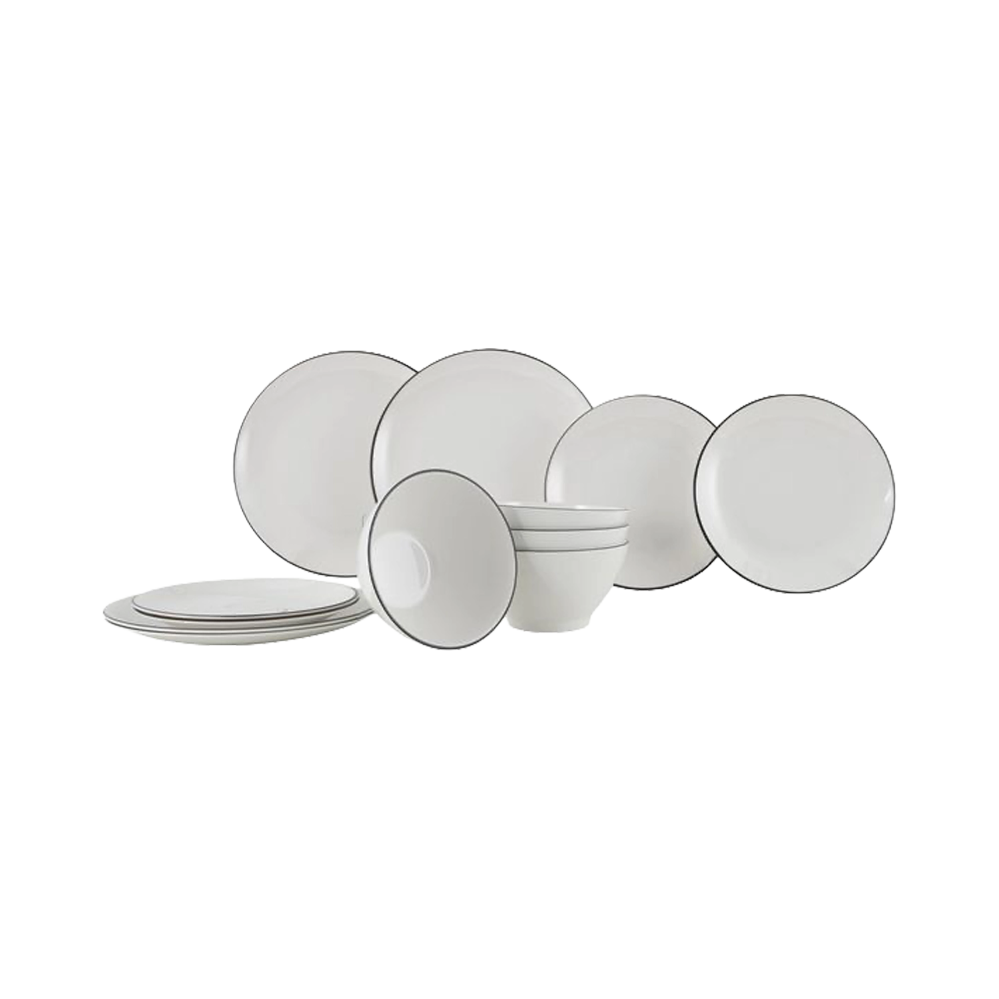 Gimex Linea Line 12 Pcs Melamine Tableware Set, Black