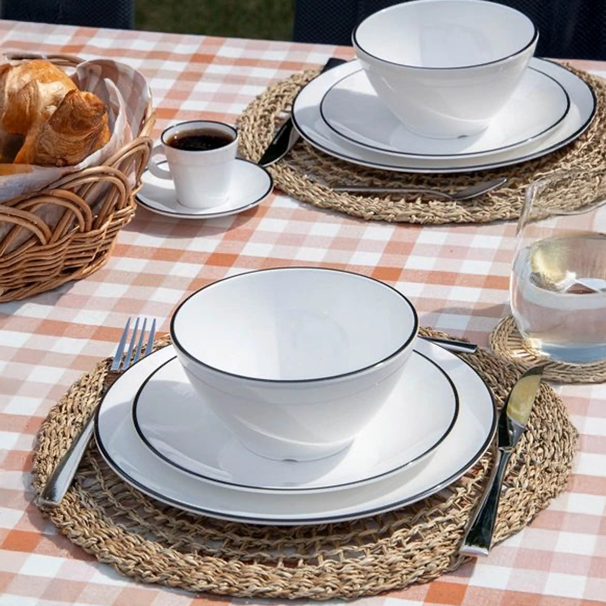 Gimex Linea Line 12 Pcs Melamine Tableware Set, Black