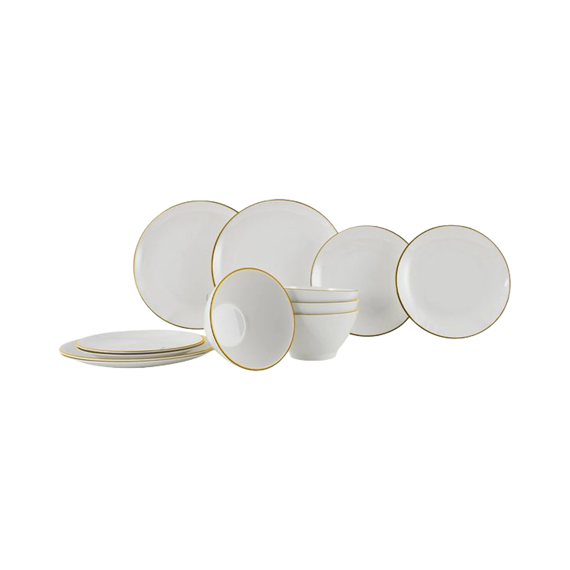 Gimex Linea Line 12 Pcs Melamine Tableware Set, Gold