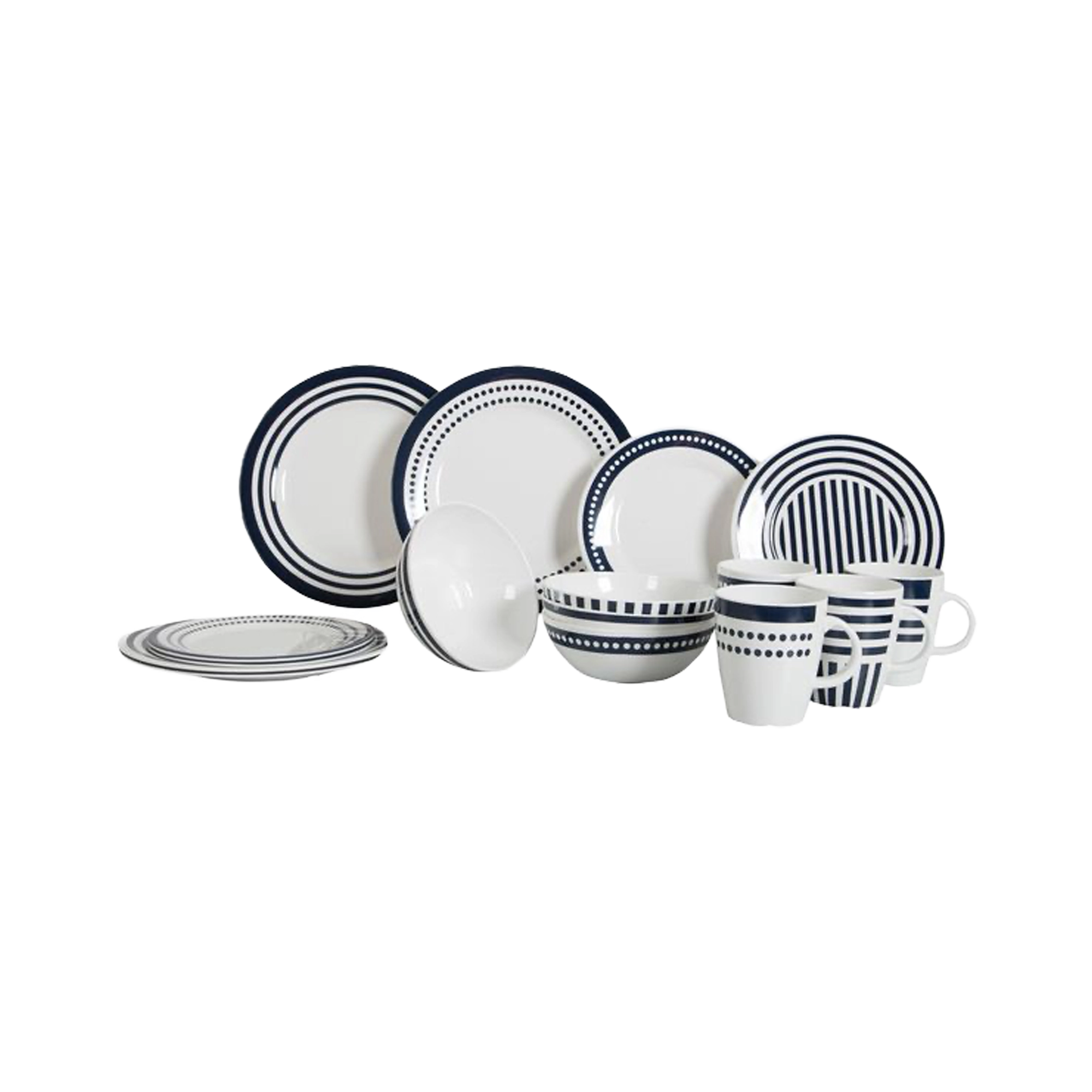 Gimex Marine Line 16 Pcs Melamine Tableware Set, Blue Betta