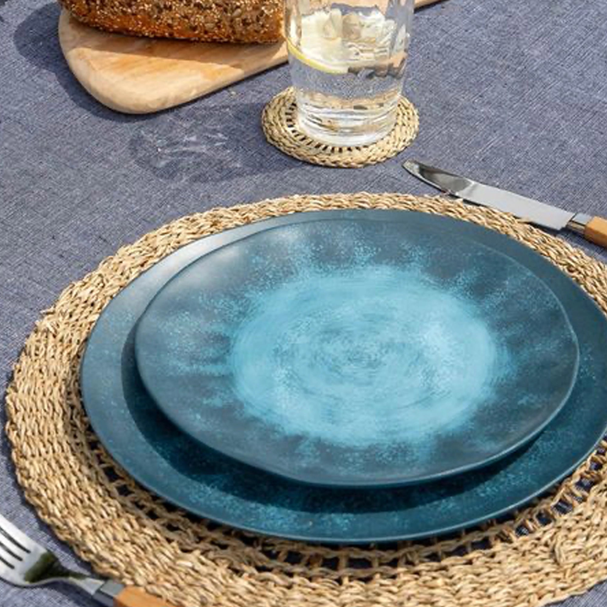 Gimex Stone Line 12 Pcs Melamine Tableware Set, Dark Blue