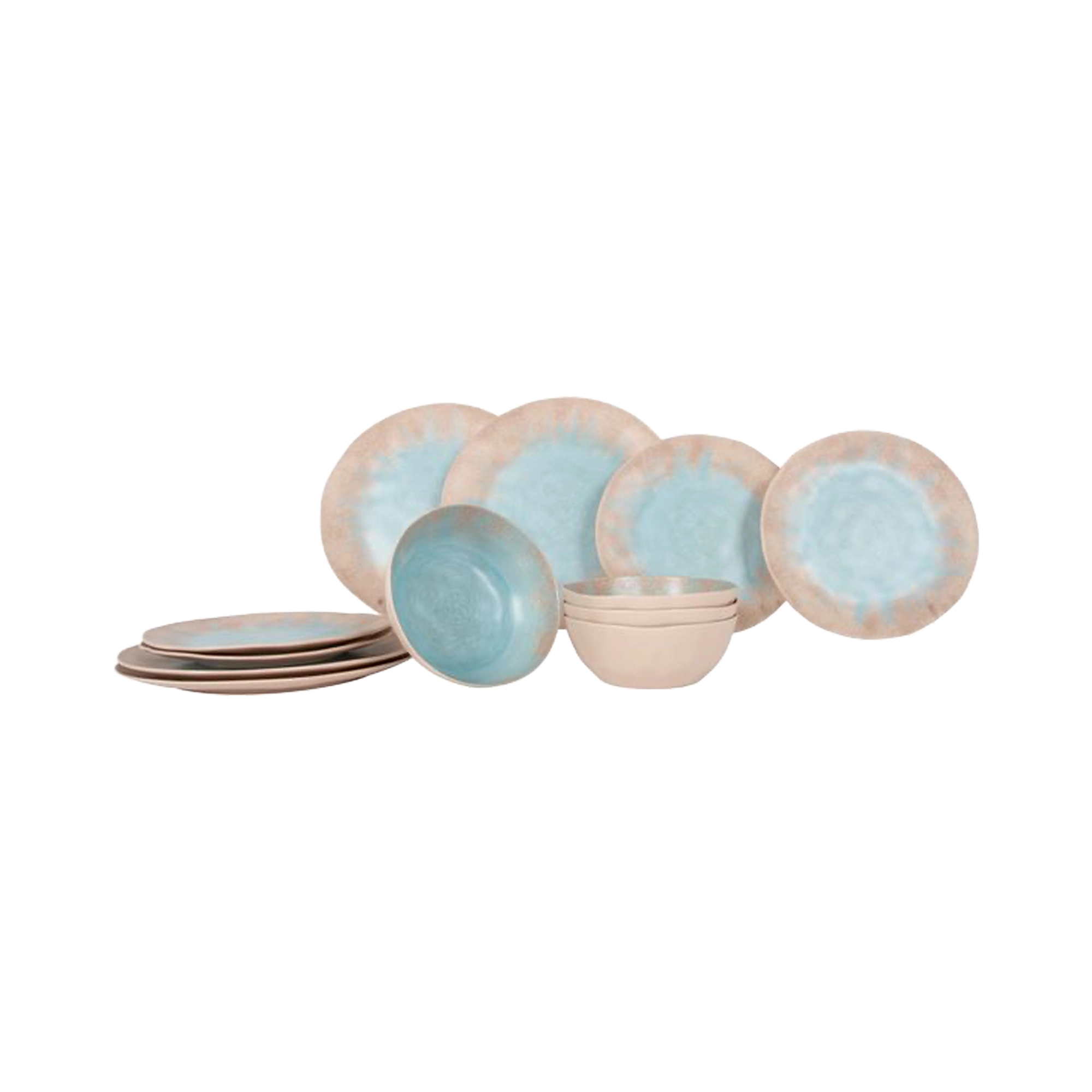 Gimex Stone Line 12 Pcs Melamine Tableware Set, Beige