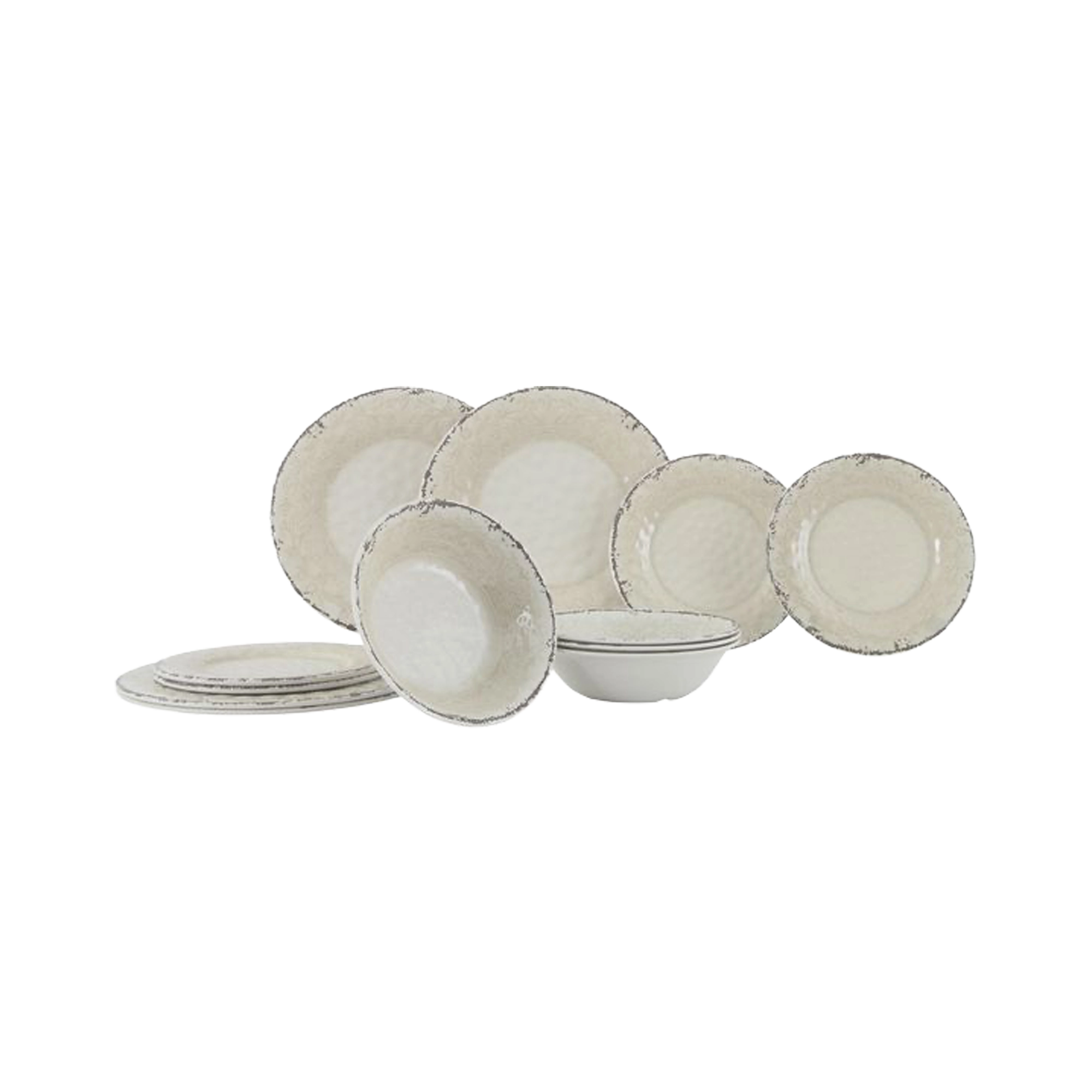Gimex Stone Line 12 Pcs Melamine Tableware Set, Sand