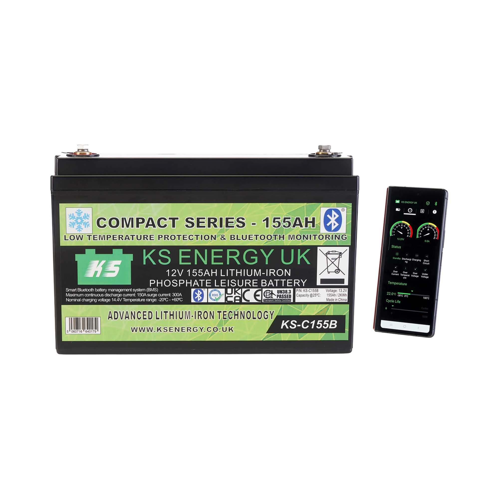 KS Energy KS-C155B 155Ah 12V Lithium Leisure Battery