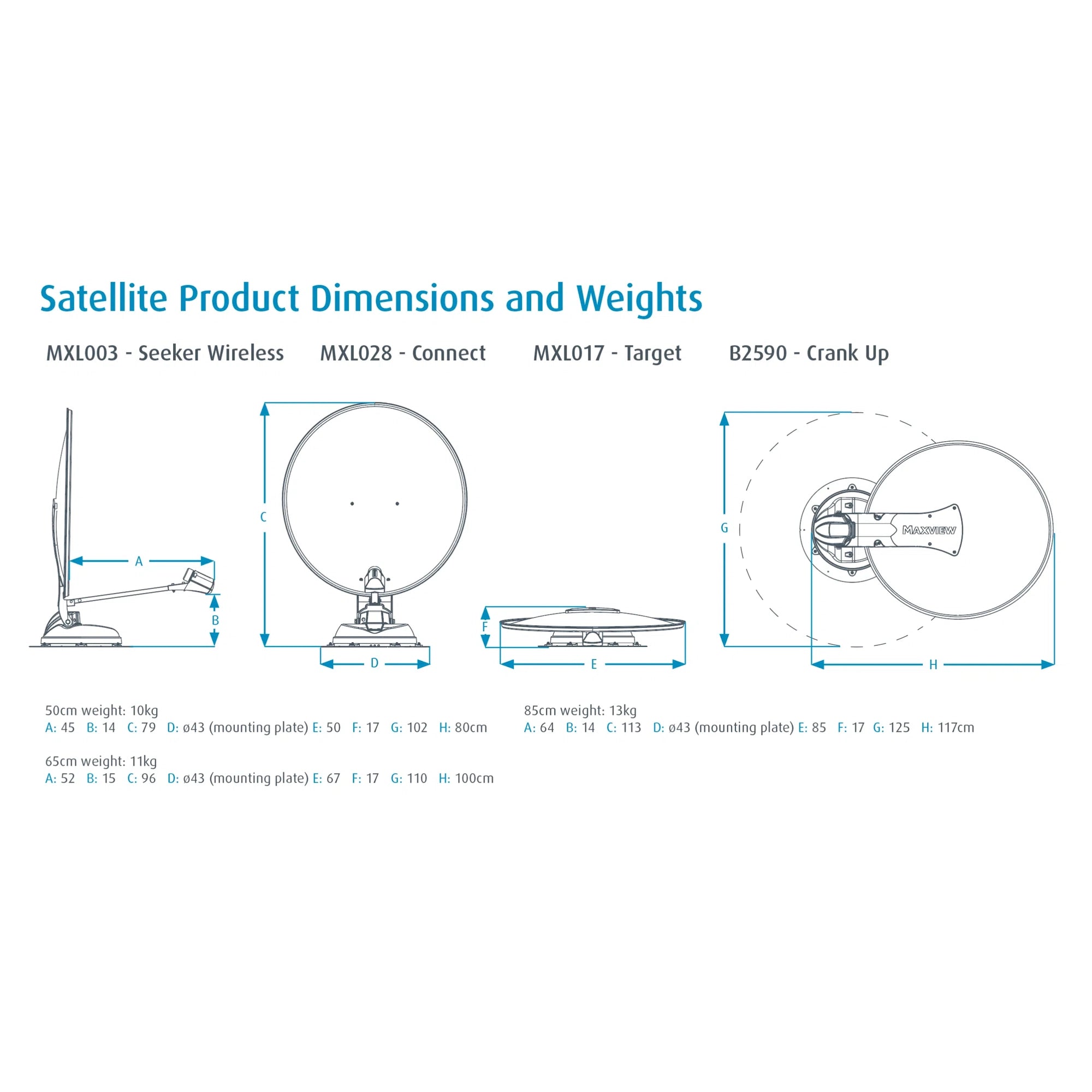 Maxview Crank Up Roof Mount Manual Satellite System