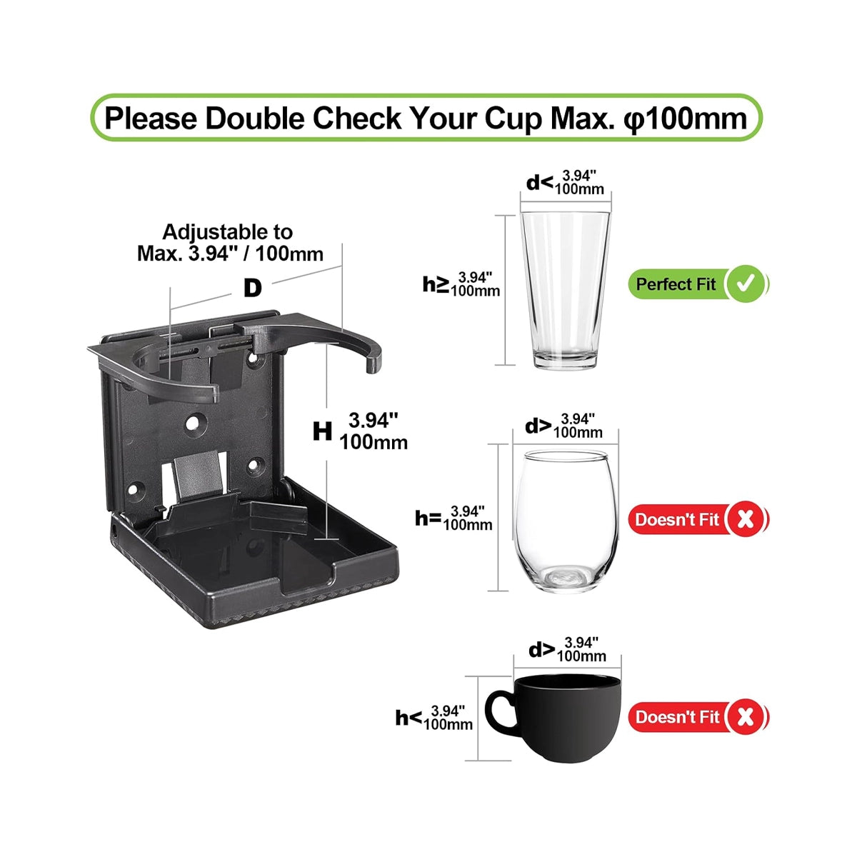 Spurtar 2 Pcs Adjustable Folding Drink Holder